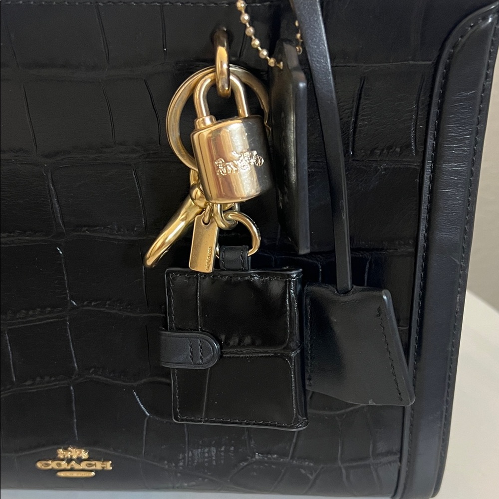 Coach Black Croc-Embossed Satchel and Wallet - Picture 6 of 6